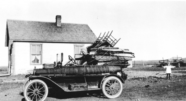 Lottie Conyngham tied furniture onto her car and headed out to furnish the house built on her homestead at Windham.  Original photo with the Montana Historical Society Research Center #946-908.  Below:  Molds used by dentists, like Lottie, in the early 20th Century.  This set belonged to Dr. Peter Stukey, who practiced in Great Falls between 1908 and 1961.  Courtesy of History Museum.  