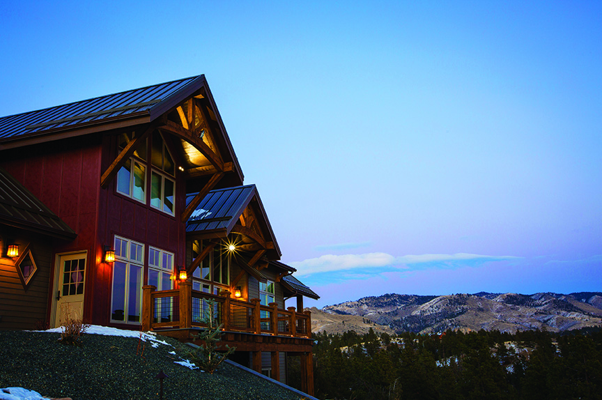 Smart (and affordable) home security technology allows the Angeli family to control the 5-zone radiant floor heating, doors, and garages from their phones-the ultimate modern touch to this rustic Montana home. Photo by Nicole Keintz